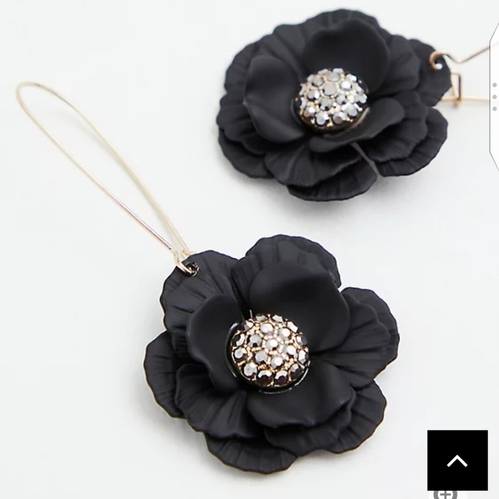 🆕 BLACK FLORAL DROP EARRINGS